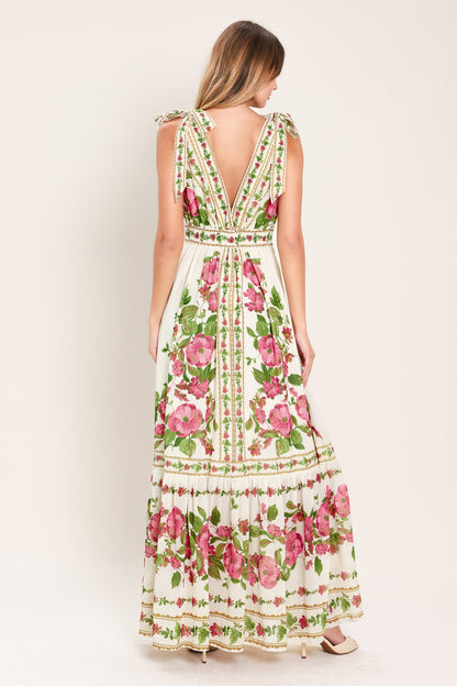 ROSE VINE ROMANCE WOVEN MAXI DRESS Flying Tomato