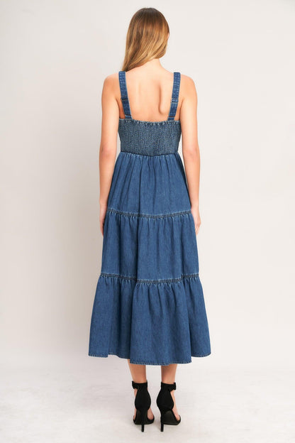 EVERYDAY ROMANCE DENIM MIDI DRESS Flying Tomato