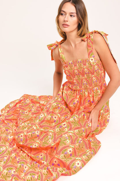 SUNKISS FLORAL WOVEN MAXI DRESS Flying Tomato