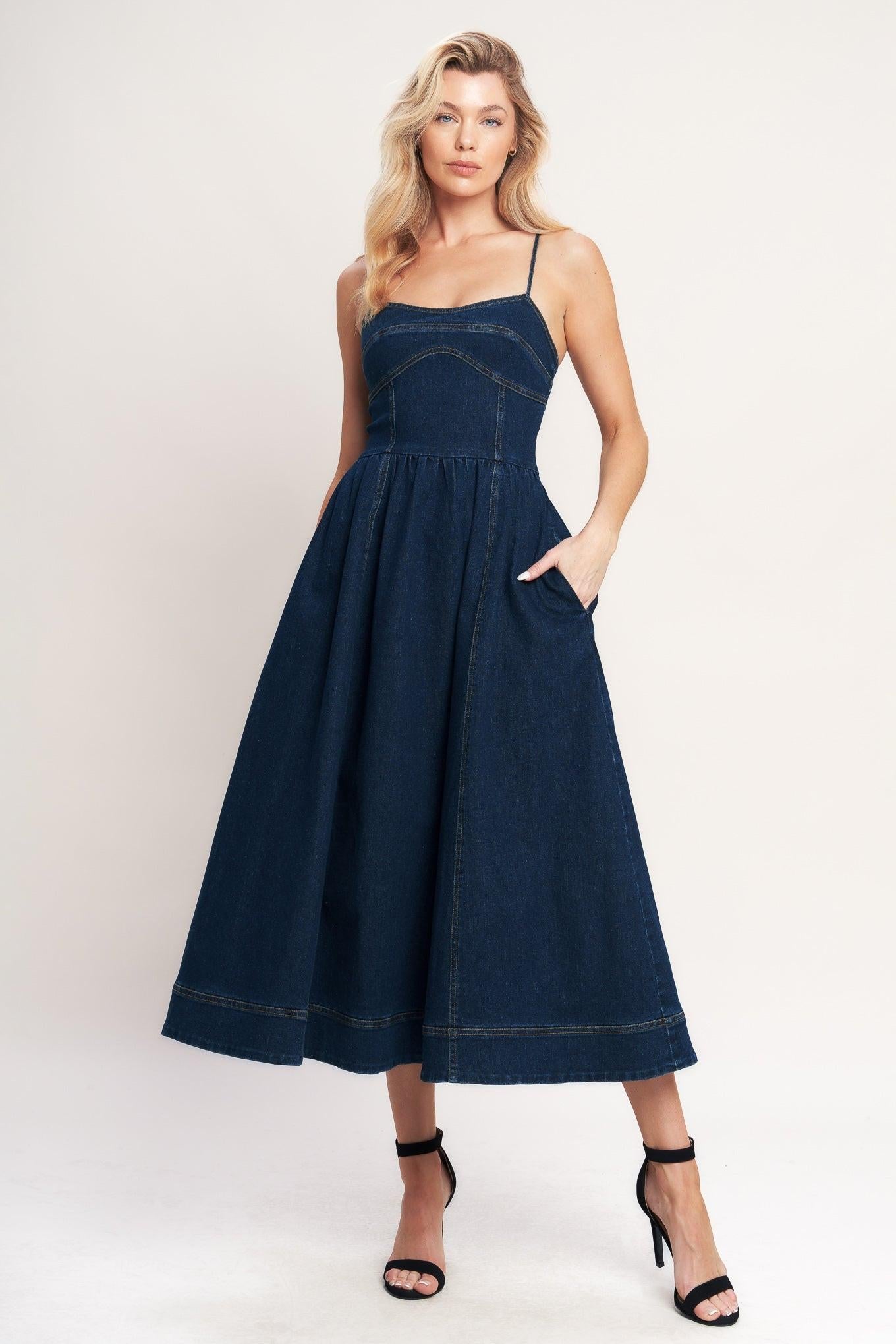 THE EVERYDAY ICON DENIM MIDI DRESS Flying Tomato