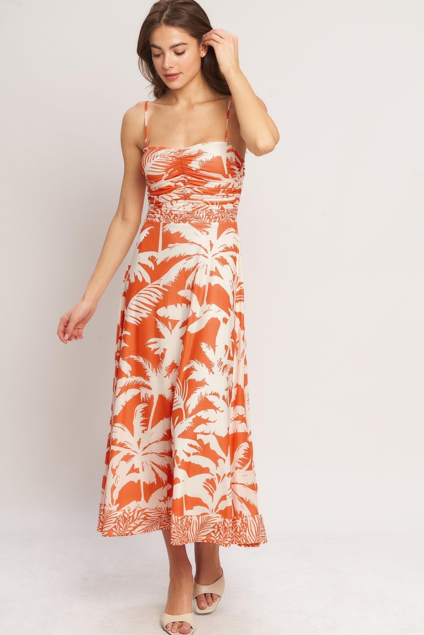 HEATWAVE RESORT POWER MESH MIDI DRESS Flying Tomato