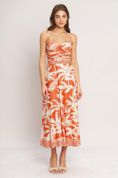 HEATWAVE RESORT POWER MESH MIDI DRESS Flying Tomato
