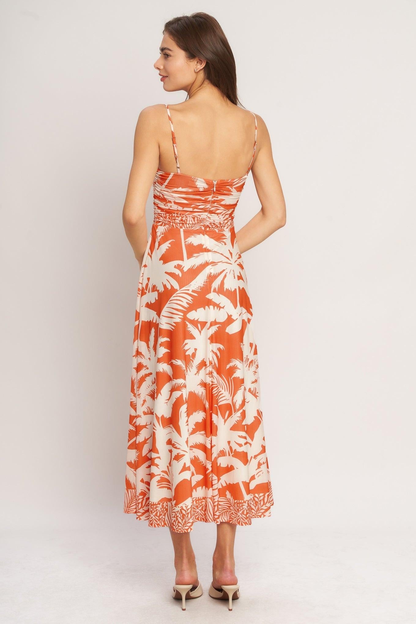 HEATWAVE RESORT POWER MESH MIDI DRESS Flying Tomato