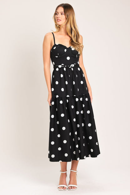 MONROE DOT WOVEN MIDI DRESS Flying Tomato