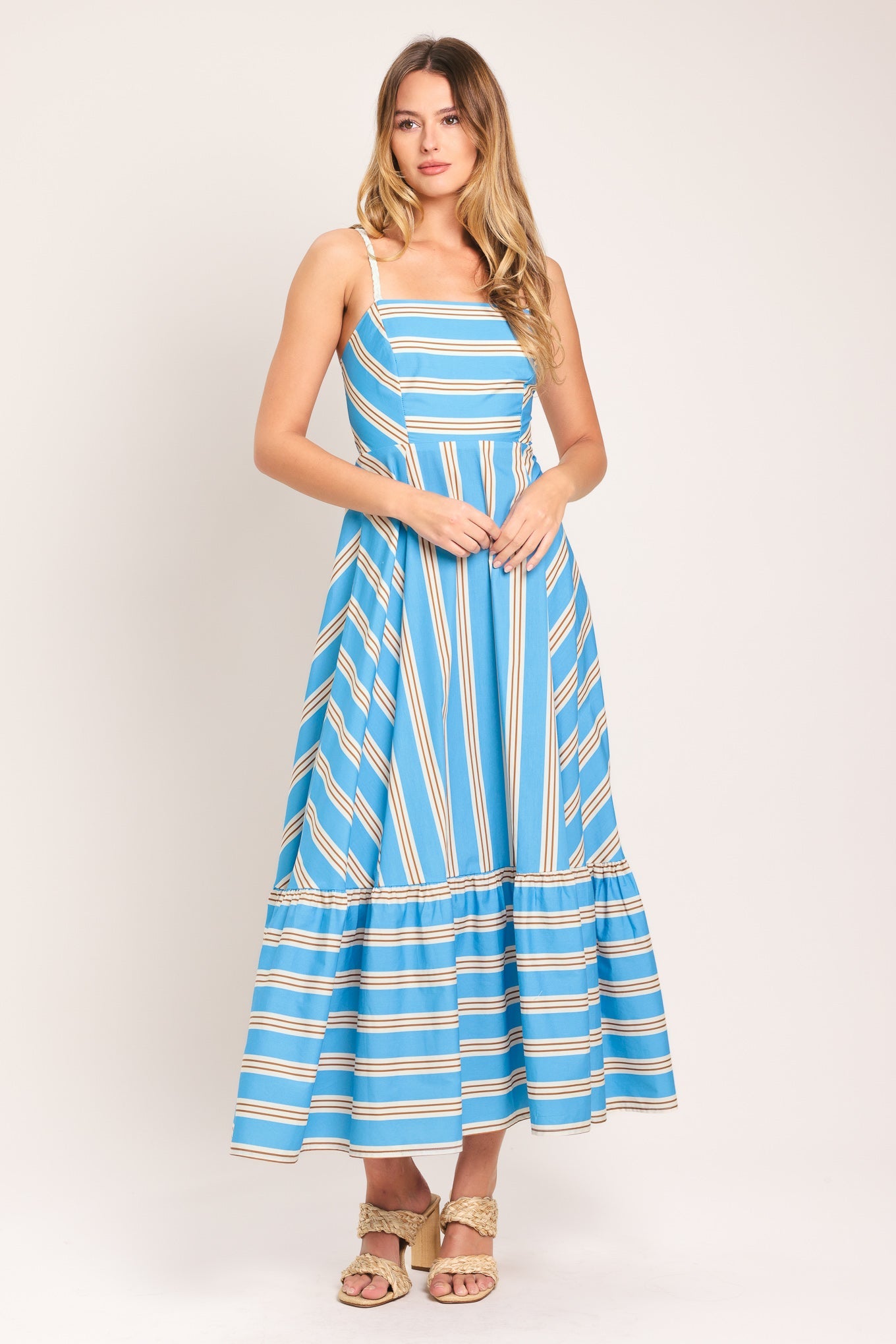 BREEZE STRIPE WOVEN MIDI DRESS Flying Tomato