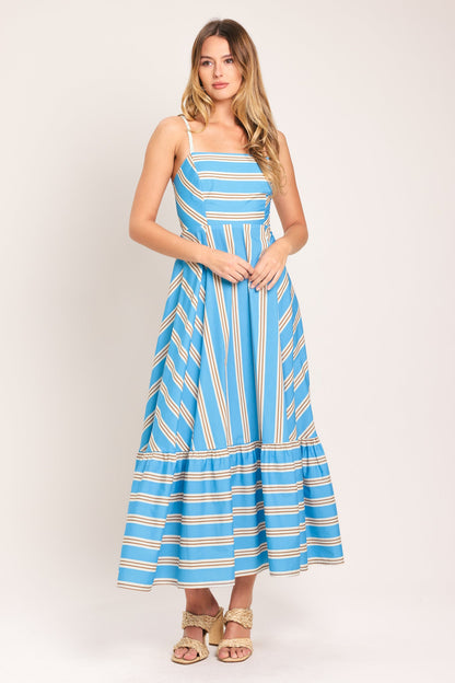 BREEZE STRIPE WOVEN MIDI DRESS Flying Tomato