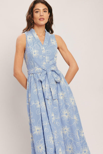 SUMMER SKETCH FLORA WOVEN MIDI DRESS Flying Tomato