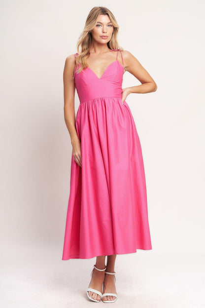 PRETTY IN PINK WOVEN MIDI DRESS Flying Tomato