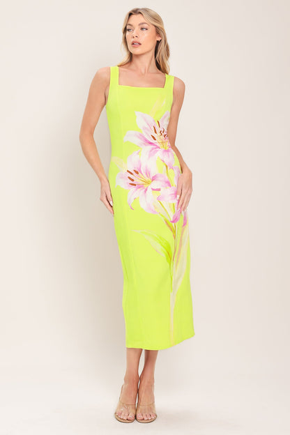 LUSH LIME WOVEN MIDI DRESS Flying Tomato