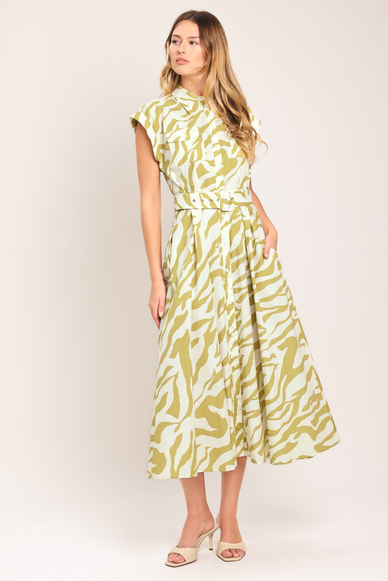 SOFT ZEBRA WOVEN MIDI SHIRT DRESS Flying Tomato