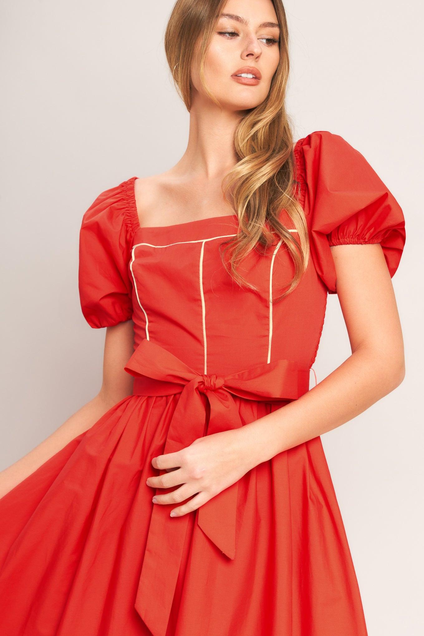 SUNSET ROMANCE WOVEN MIDI DRESS Flying Tomato