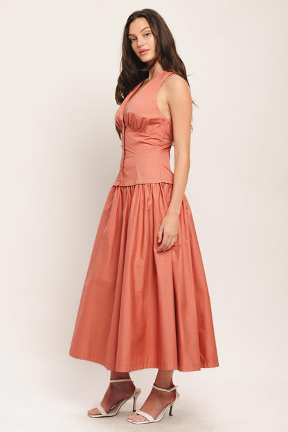 SUNSET MUSE WOVEN MIDI DRESS Flying Tomato