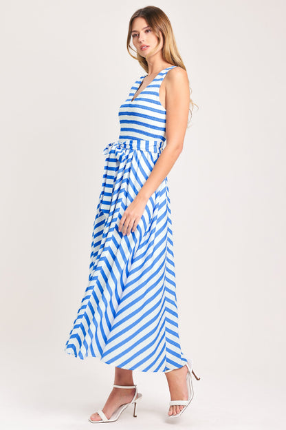 BLUE SERENA WOVEN MIDI DRESS Flying Tomato