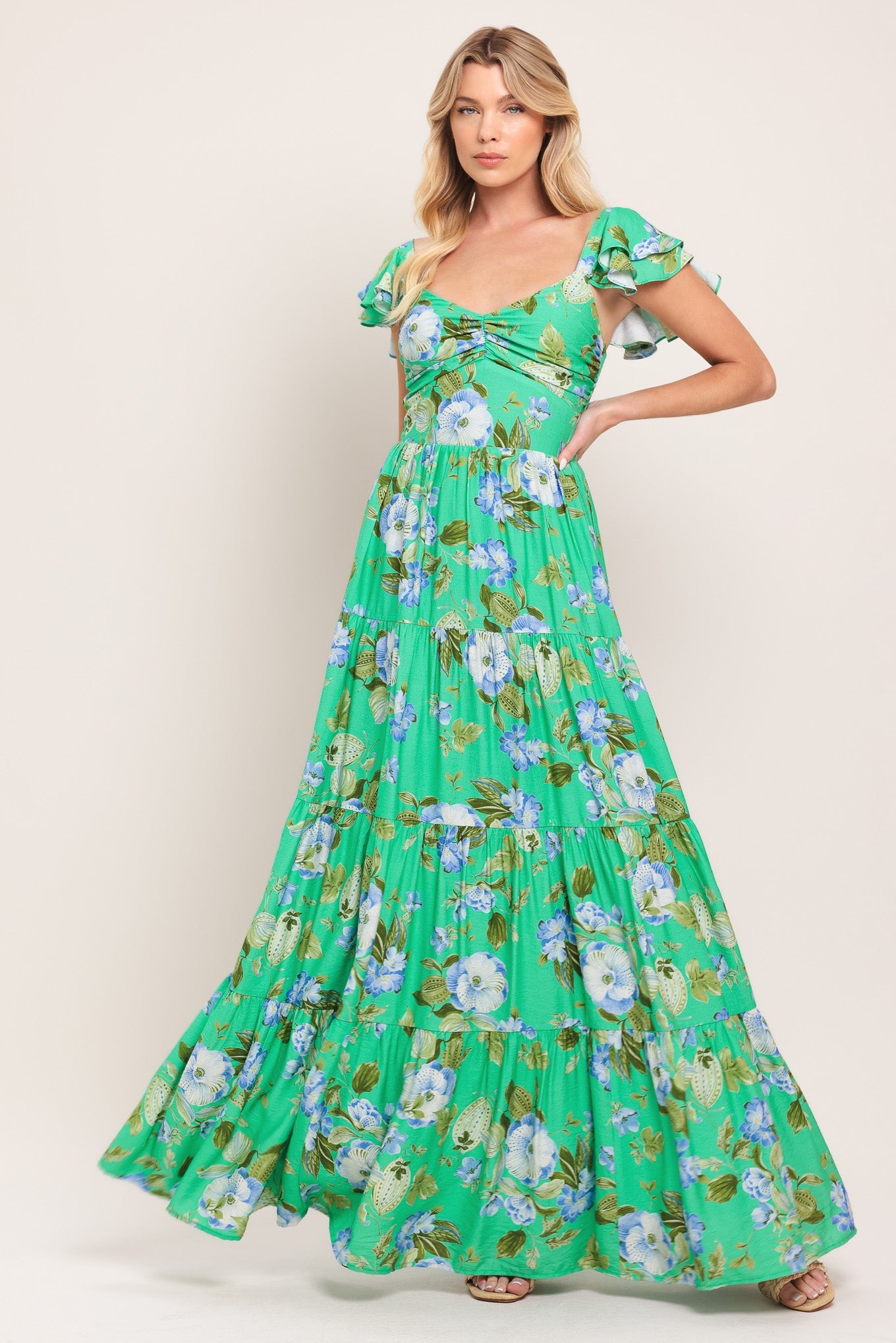 FRESH BLOSSOM WOVEN MAXI DRESS Flying Tomato