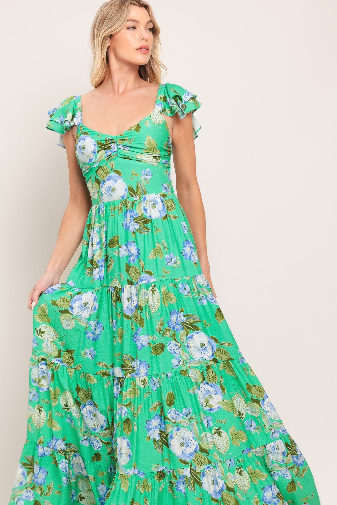 FRESH BLOSSOM WOVEN MAXI DRESS Flying Tomato