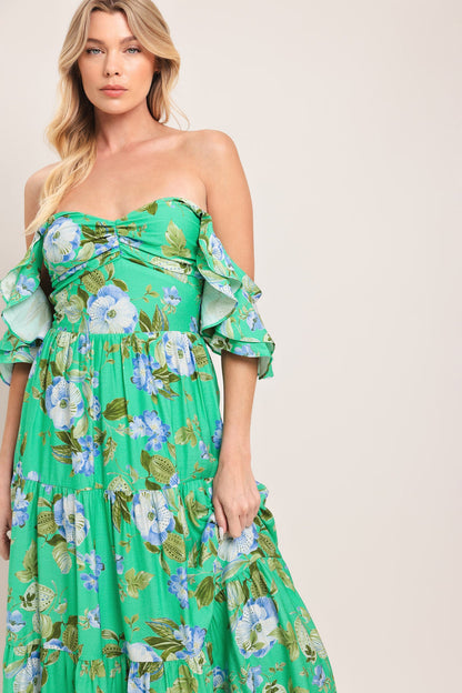 FRESH BLOSSOM WOVEN MAXI DRESS Flying Tomato