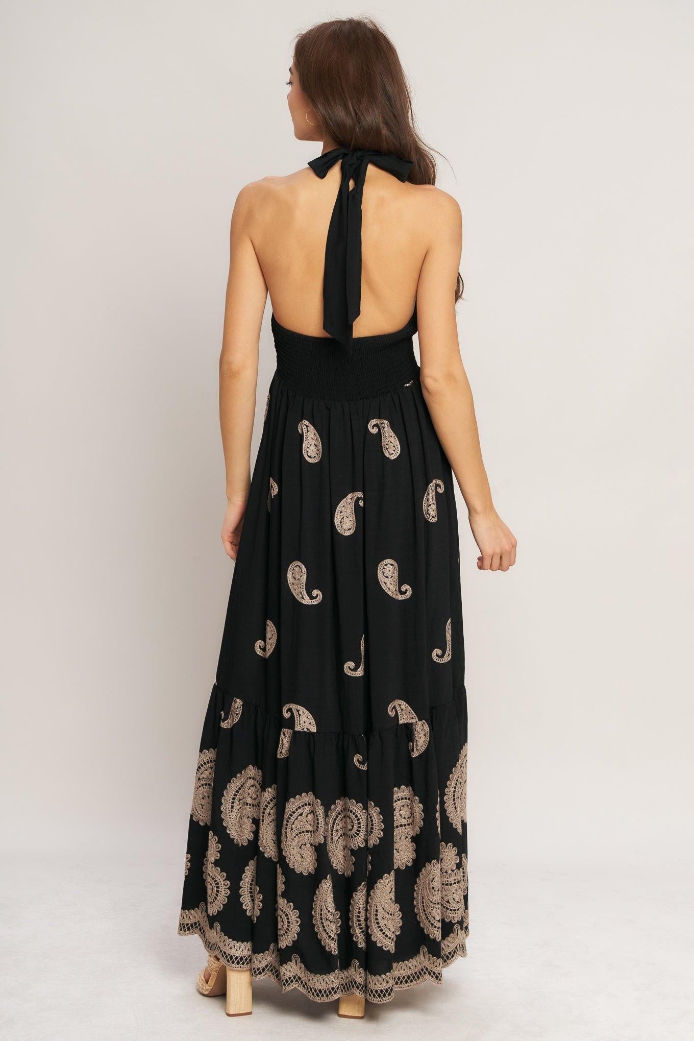 MIDNIGHT CHARM WOVEN MIDI DRESS Flying Tomato