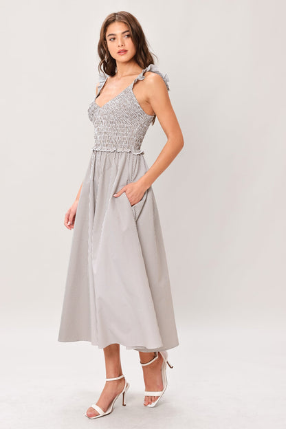 SWEET STRIPE WOVEN MIDI DRESS Flying Tomato