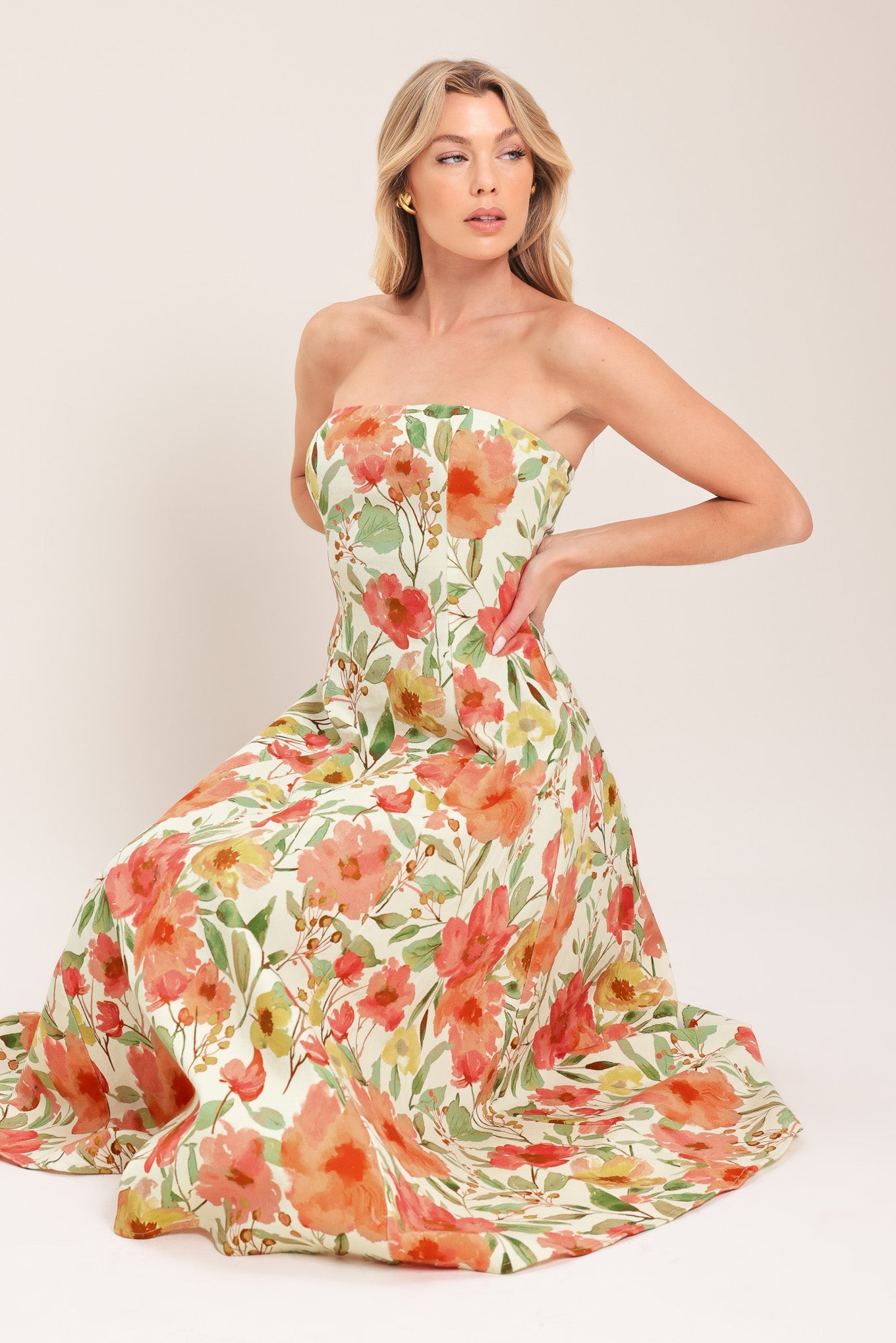 FLORAL DAYDREAM WOVEN MIDI DRESS Flying Tomato