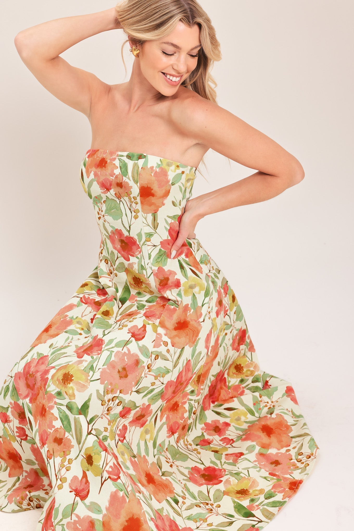 FLORAL DAYDREAM WOVEN MIDI DRESS Flying Tomato
