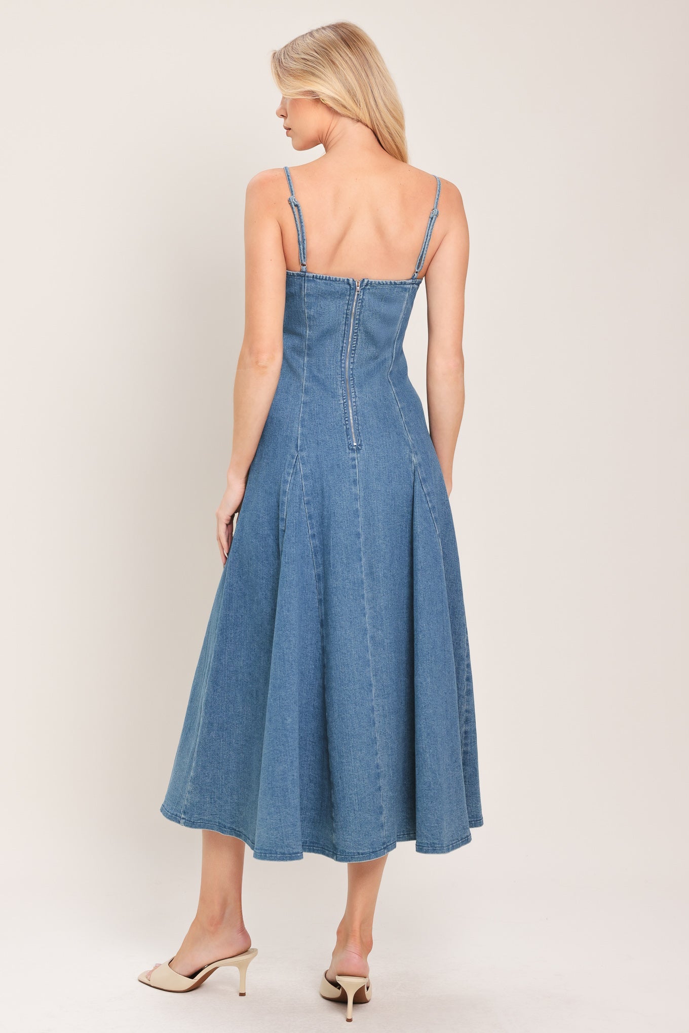 INDIGO WHISPER DENIM MIDI DRESS Flying Tomato