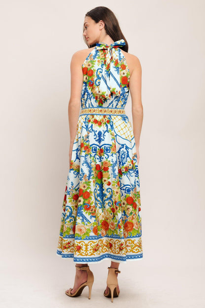 CERAMIC FLORA WOVEN MIDI DRESS Flying Tomato