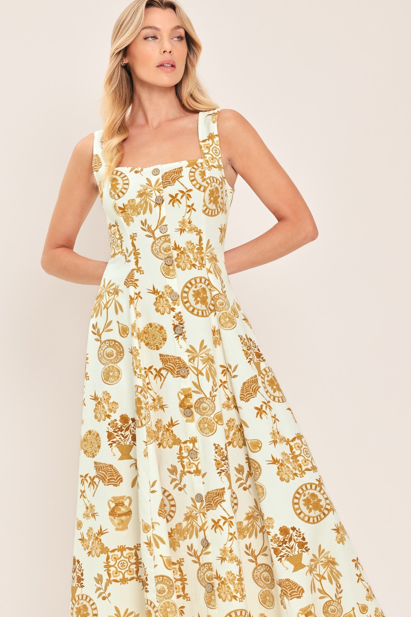CITRUS COAST WOVEN MIDI DRESS Flying Tomato