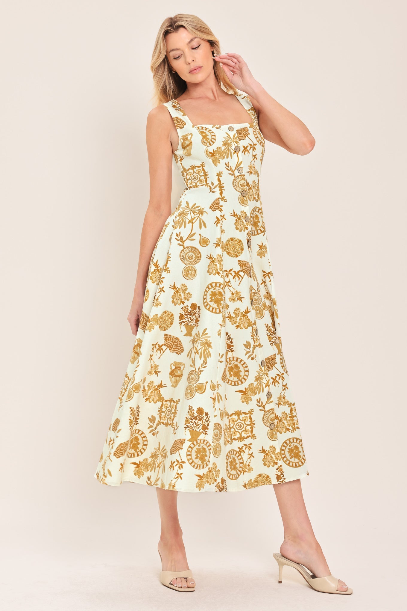 CITRUS COAST WOVEN MIDI DRESS Flying Tomato