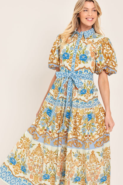 ROYAL GARDEN SOIREE WOVEN MIDI SHIRT DRESS Flying Tomato