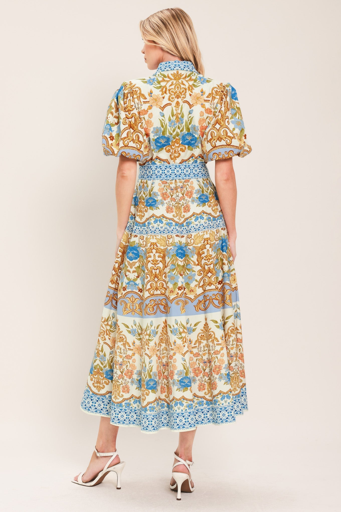 ROYAL GARDEN SOIREE WOVEN MIDI SHIRT DRESS Flying Tomato