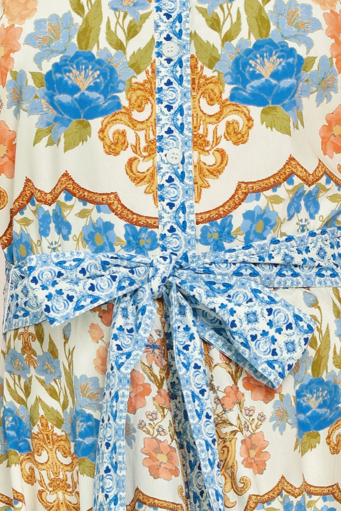 ROYAL GARDEN SOIREE WOVEN MIDI SHIRT DRESS Flying Tomato