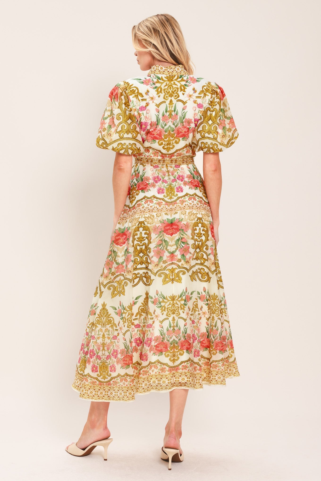 CHATEAU ROSE WOVEN MIDI SHIRT DRESS Flying Tomato