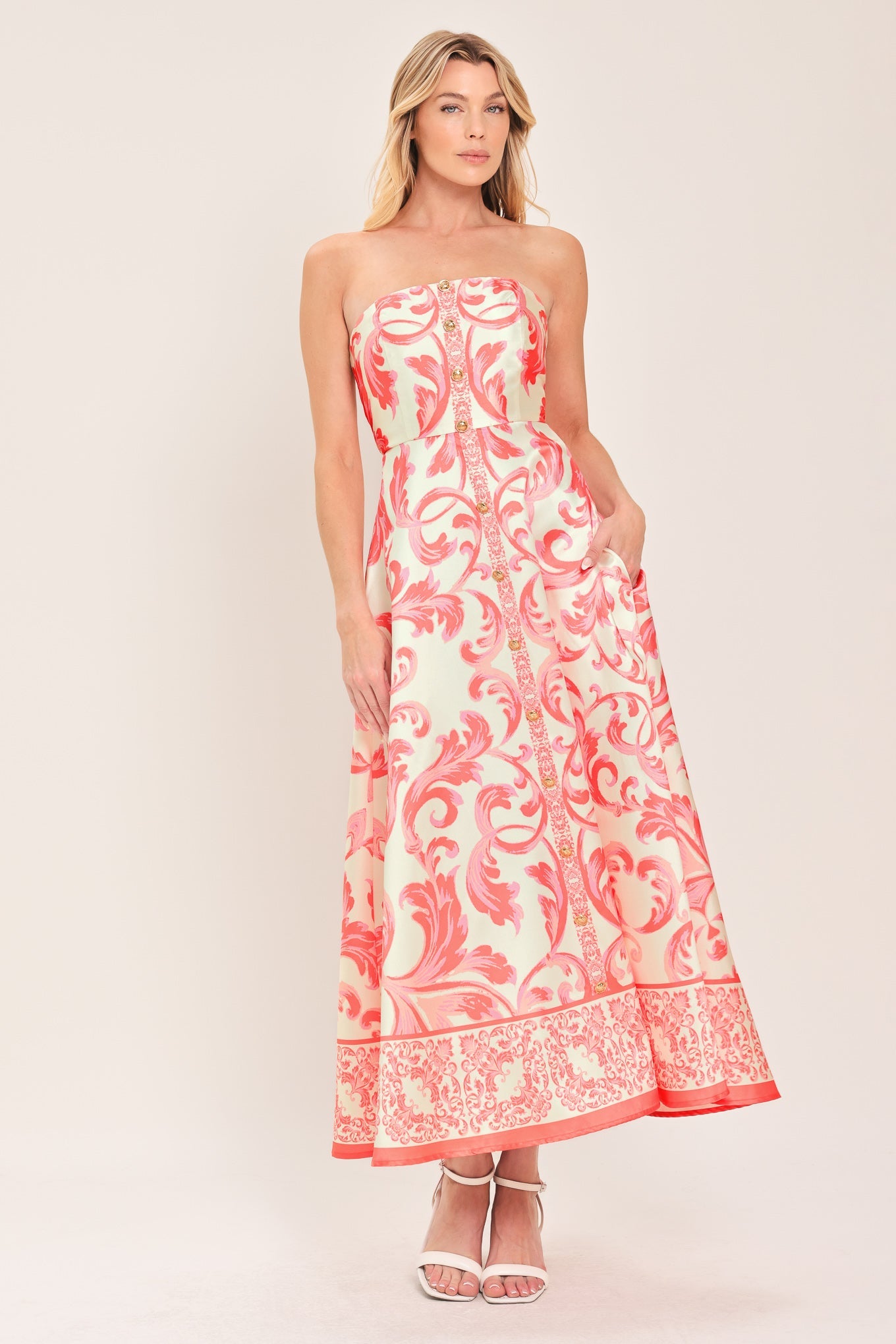 SUNSET ROYALTY WOVEN MIDI DRESS Flying Tomato