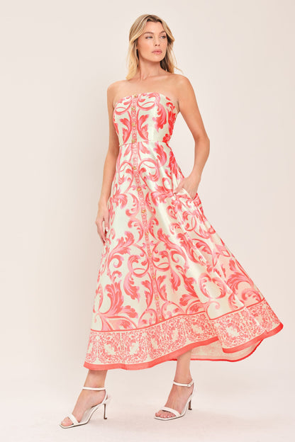 SUNSET ROYALTY WOVEN MIDI DRESS Flying Tomato