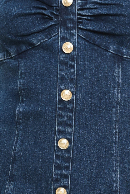 RIVET ROMANCE DENIM MINI DRESS Flying Tomato