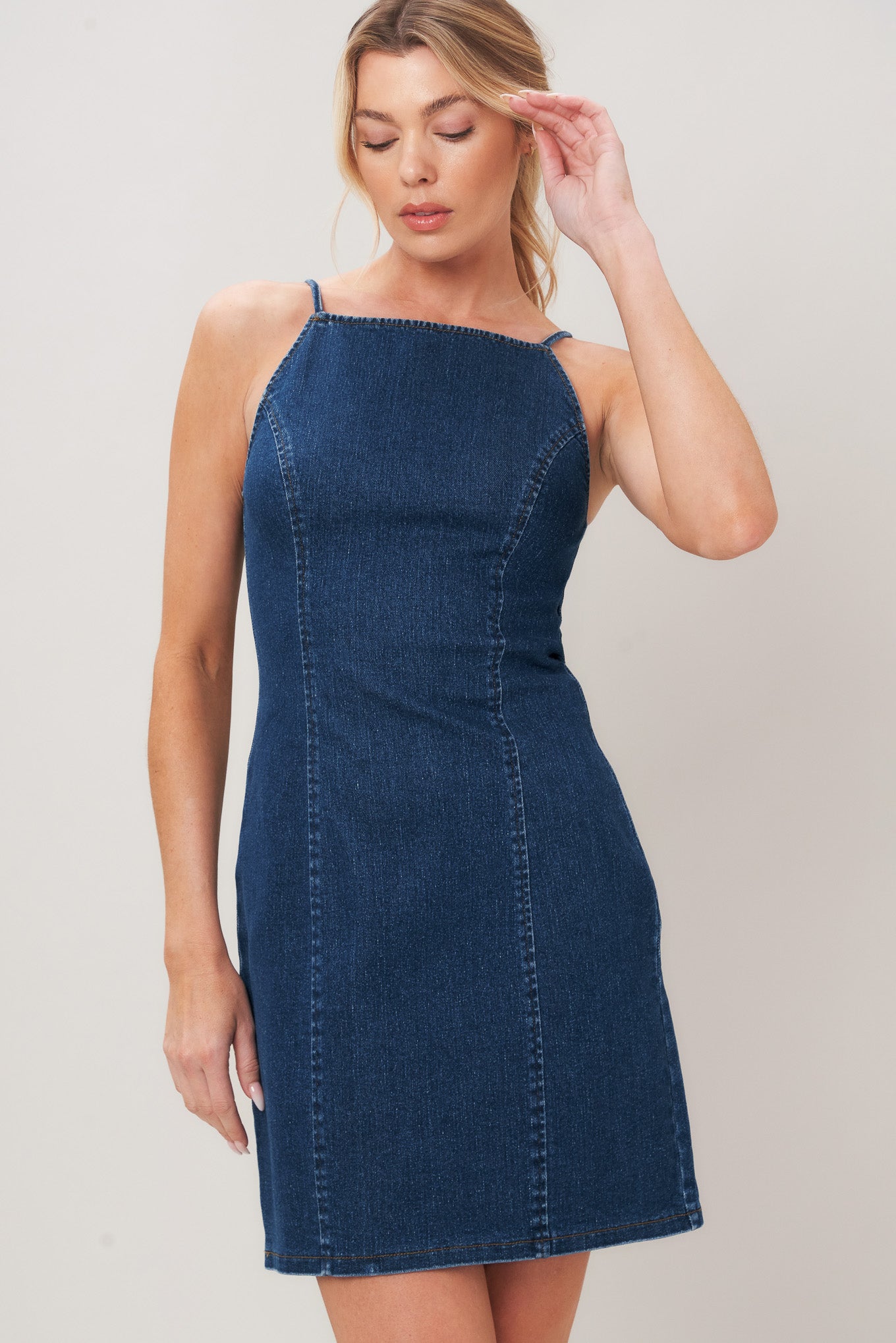 SECOND SKIN DENIM MINI DRESS Flying Tomato