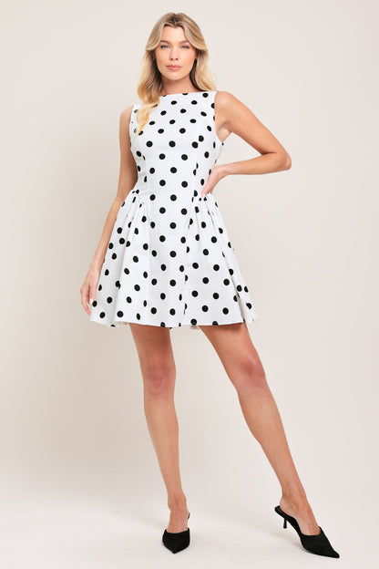 SPOTLIGHT LOVE DOT WOVEN MINI DRESS Flying Tomato