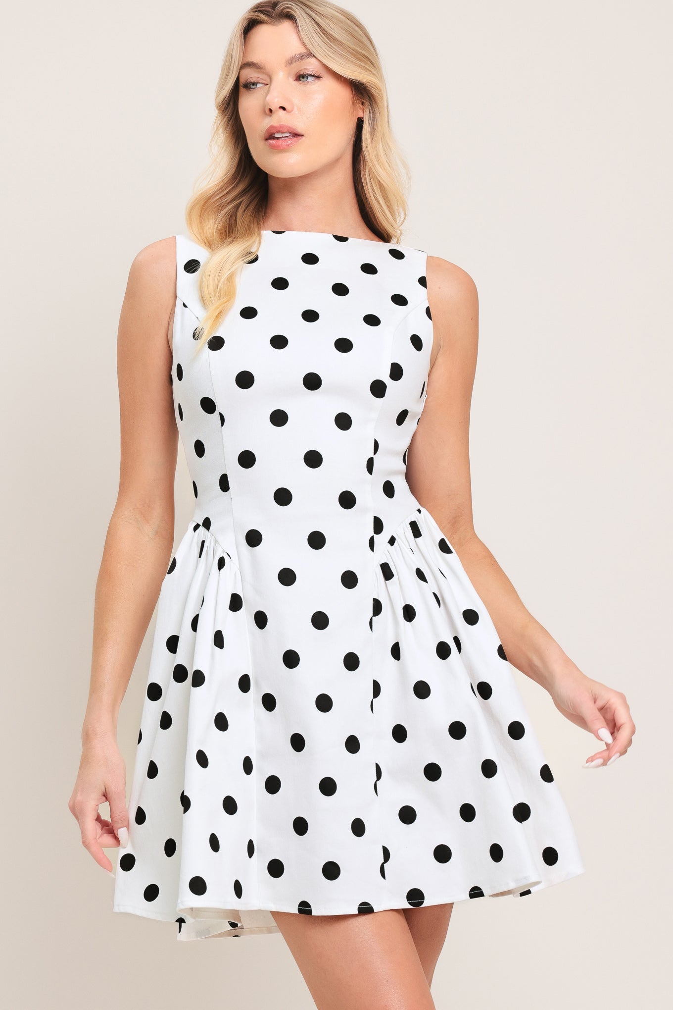 SPOTLIGHT LOVE DOT WOVEN MINI DRESS Flying Tomato