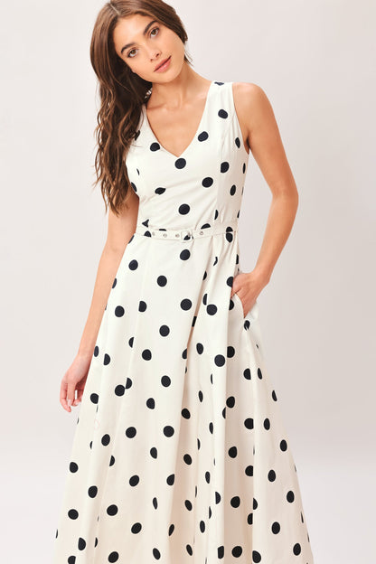 PURE POLKA WOVEN MIDI DRESS Flying Tomato