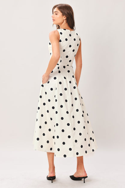 PURE POLKA WOVEN MIDI DRESS Flying Tomato