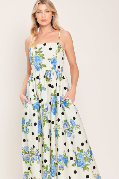 RETRO FLORA WOVEN MIDI DRESS Flying Tomato