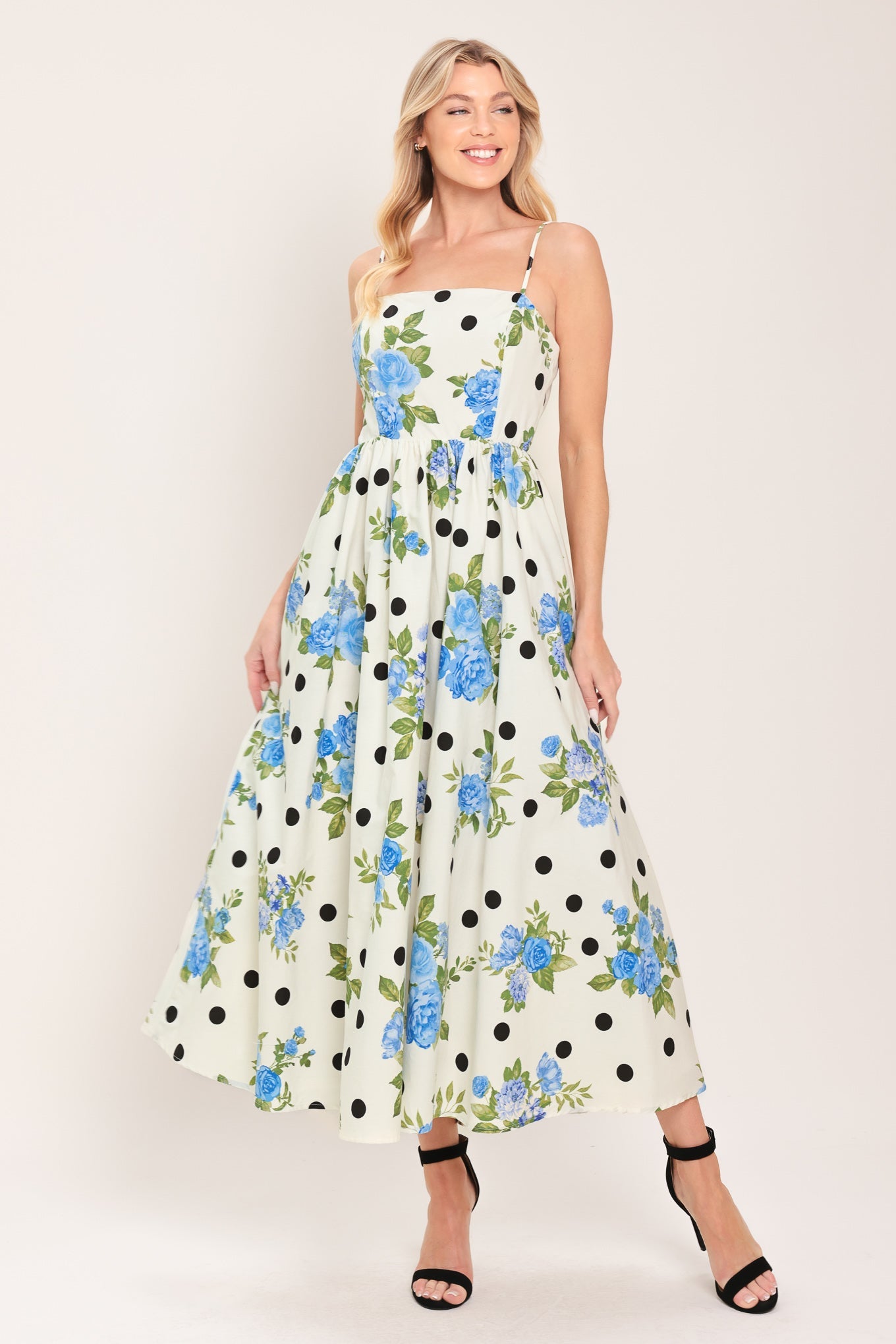RETRO FLORA WOVEN MIDI DRESS Flying Tomato