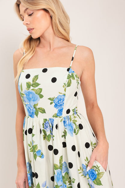 RETRO FLORA WOVEN MIDI DRESS Flying Tomato