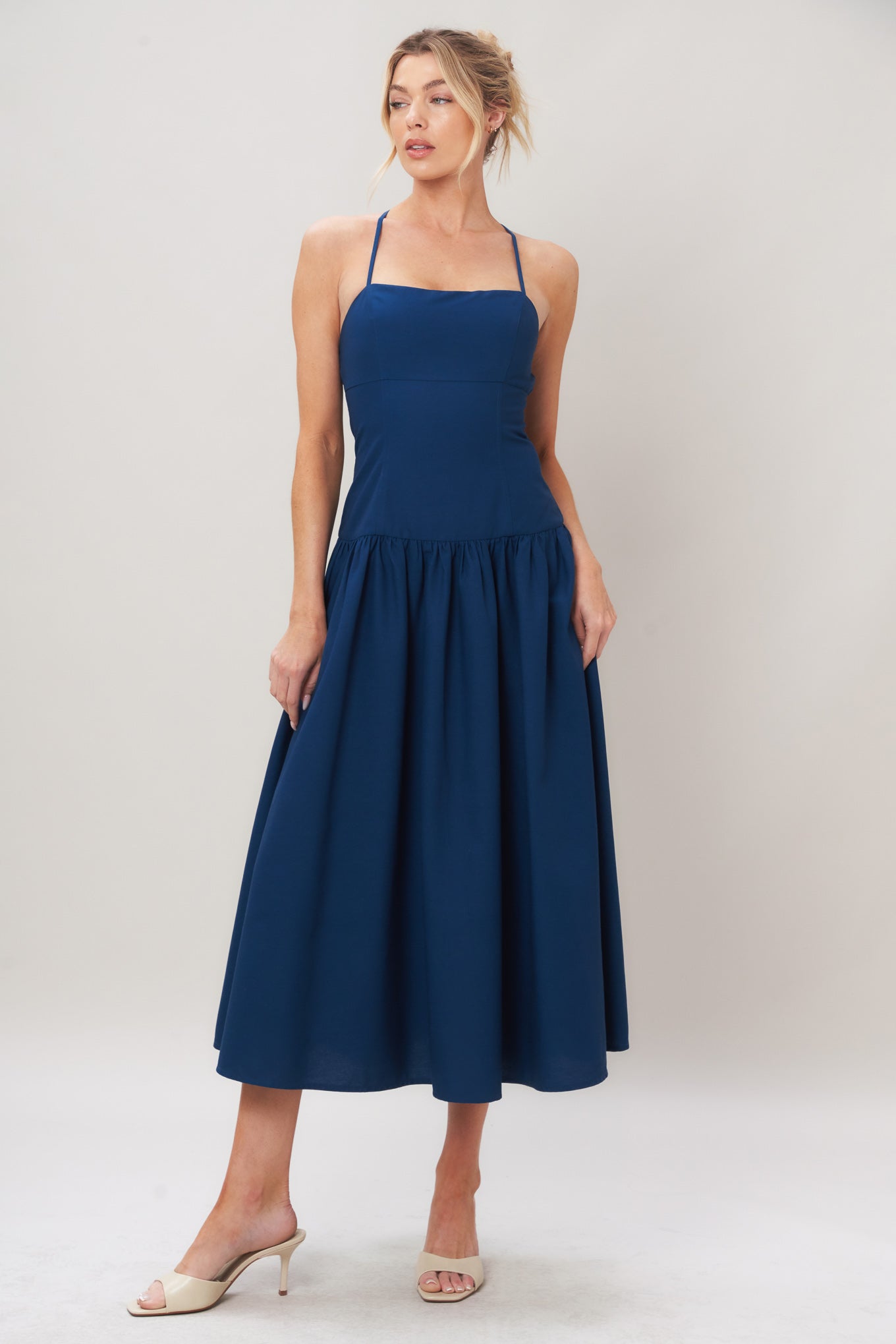 REFINED FLOW WOVEN MIDI DRESS Flying Tomato