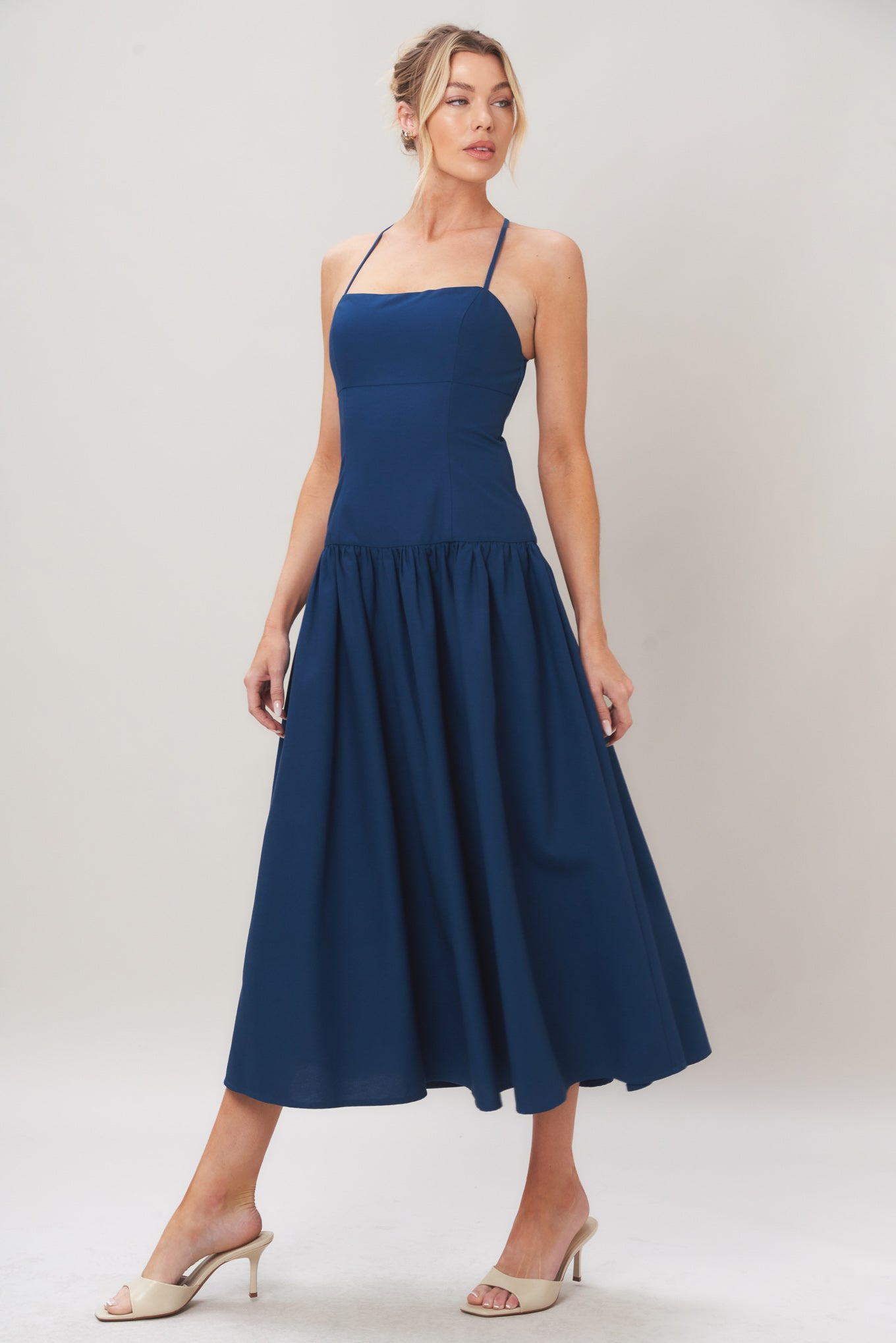 REFINED FLOW WOVEN MIDI DRESS Flying Tomato