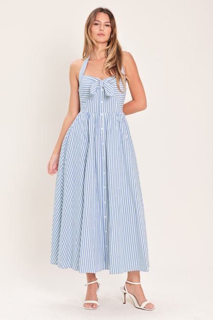 FRESH DAY STRIPE WOVEN MIDI DRESS Flying Tomato