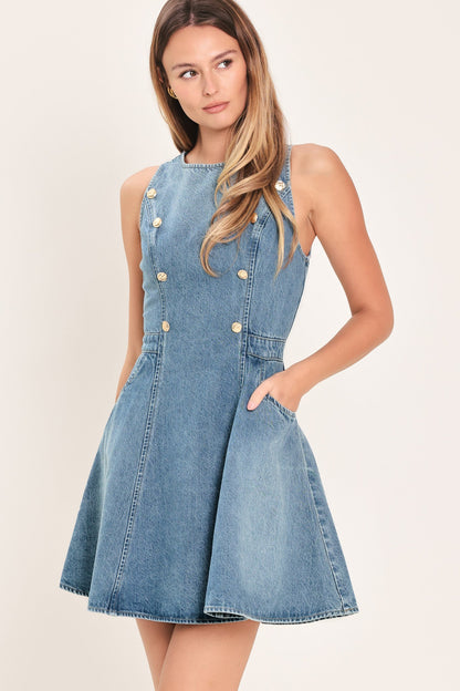 CLASSIC CHIC DENIM MINI DRESS Flying Tomato
