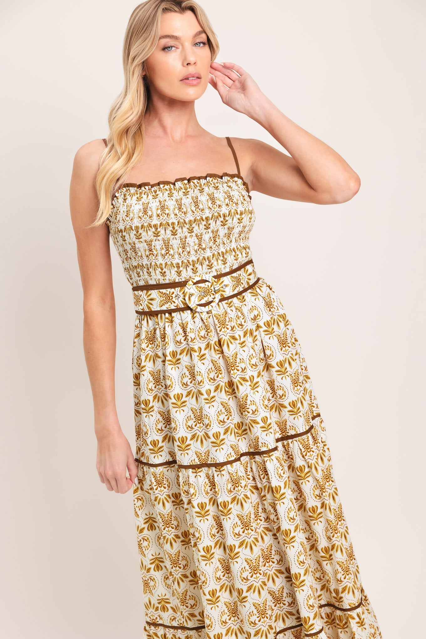 DAINTY FLORA WOVEN MAXI DRESS Flying Tomato