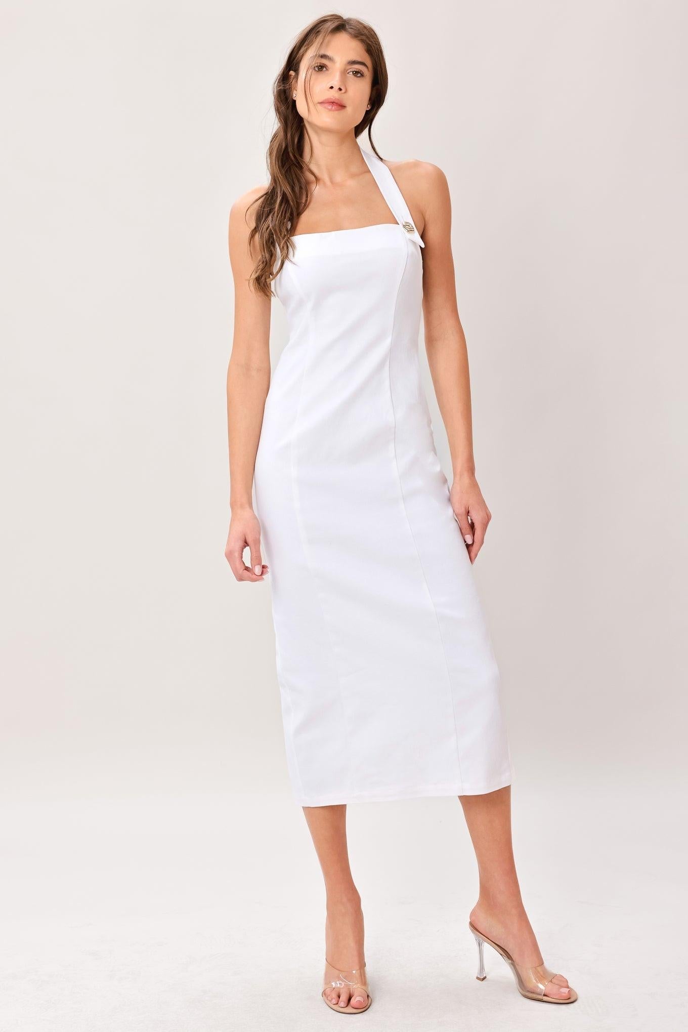 LUXE ESSENCE WOVEN MIDI DRESS Flying Tomato