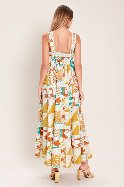SUNSET MOSAIC WOVEN MIDI DRESS Flying Tomato